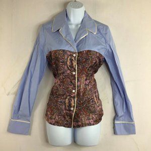 JUCCA Women's Button Up Casual Shirt Multicolor Paisley Long Sleeve Size 42M